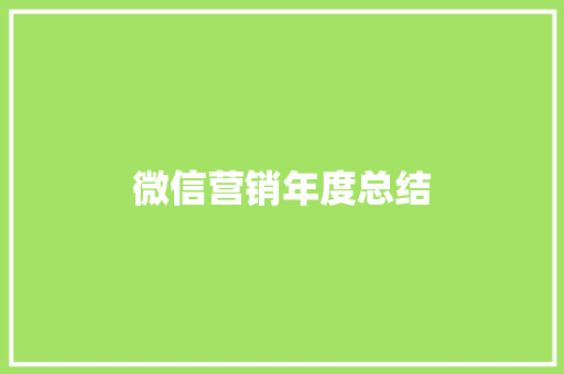 微信营销年度总结