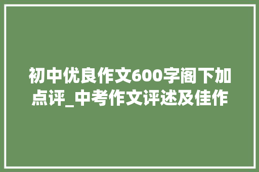 初中优良作文600字阁下加点评_中考作文评述及佳作评点