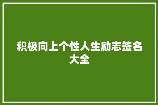 积极向上个性人生励志签名大全