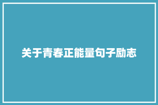 关于青春正能量句子励志