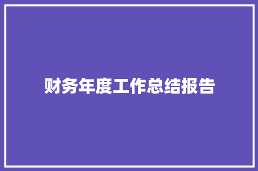 财务年度工作总结报告