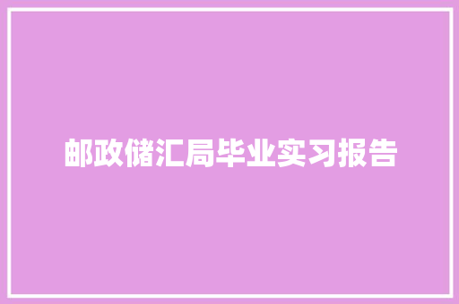 邮政储汇局毕业实习报告