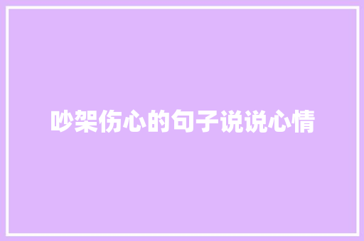 吵架伤心的句子说说心情