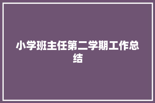 小学班主任第二学期工作总结