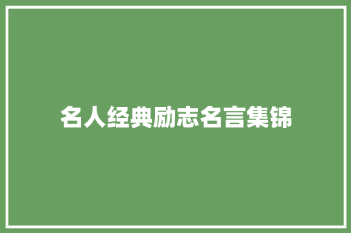 名人经典励志名言集锦