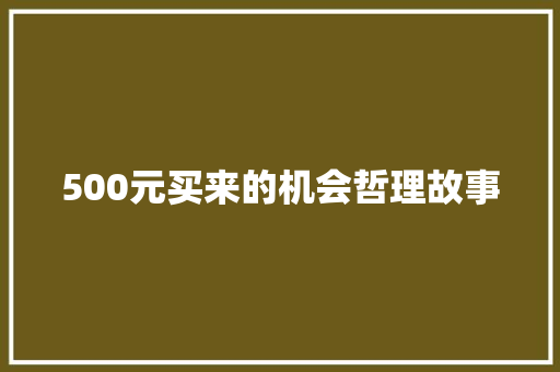 500元买来的机会哲理故事