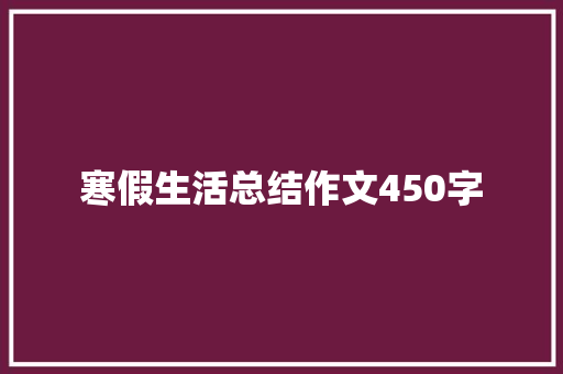 寒假生活总结作文450字