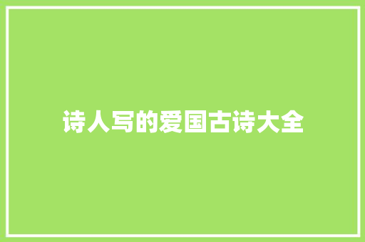 诗人写的爱国古诗大全