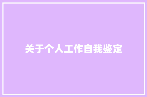 关于个人工作自我鉴定