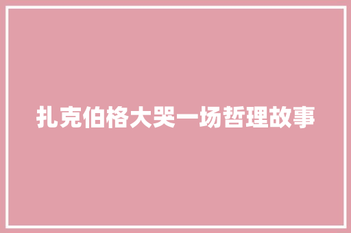 扎克伯格大哭一场哲理故事