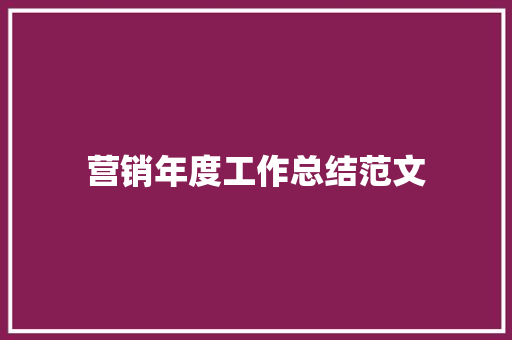 营销年度工作总结范文