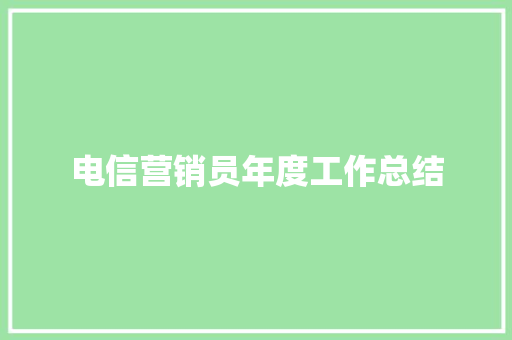 电信营销员年度工作总结