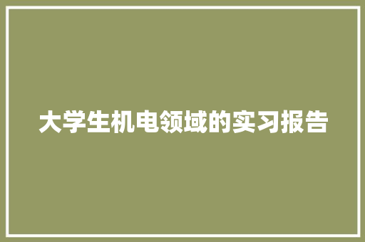 大学生机电领域的实习报告