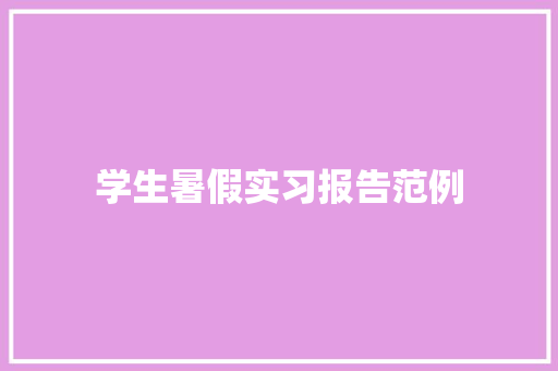 学生暑假实习报告范例