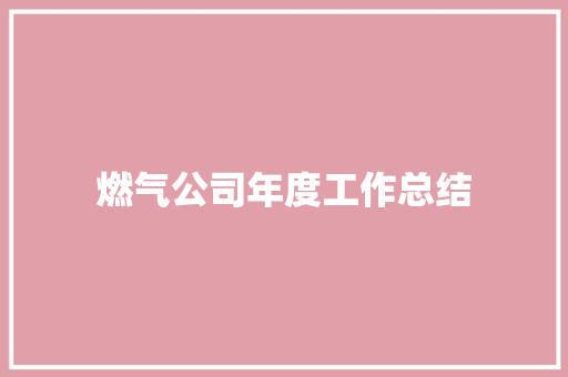 燃气公司年度工作总结