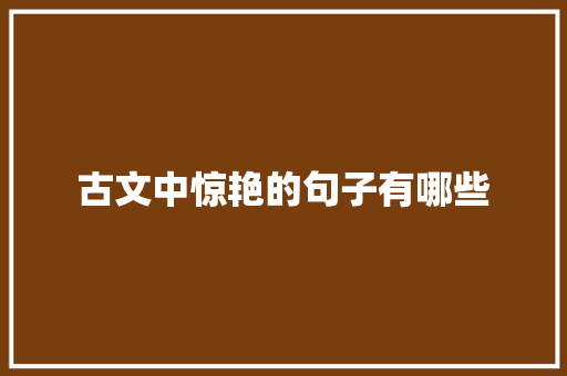 古文中惊艳的句子有哪些