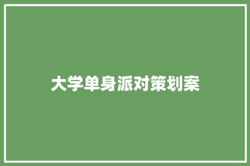 大学单身派对策划案