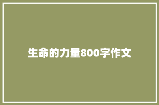 生命的力量800字作文