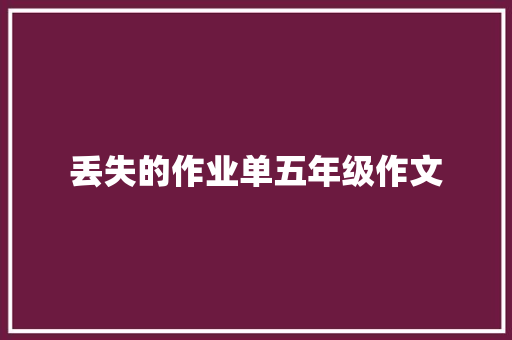 丢失的作业单五年级作文