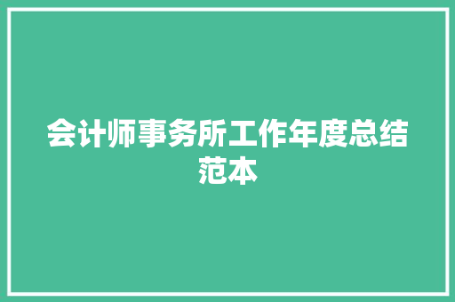 会计师事务所工作年度总结范本