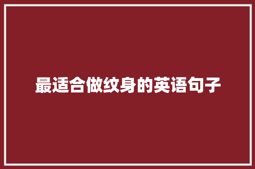 最适合做纹身的英语句子