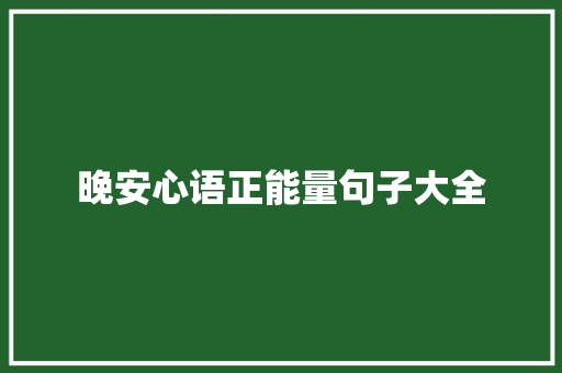 晚安心语正能量句子大全