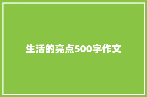 生活的亮点500字作文