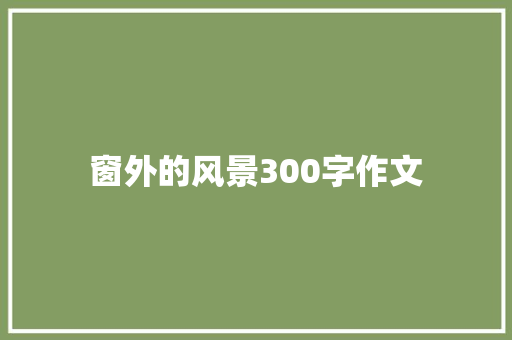 窗外的风景300字作文