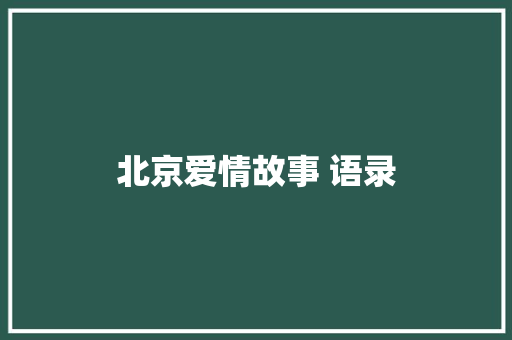 北京爱情故事 语录