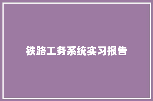 铁路工务系统实习报告