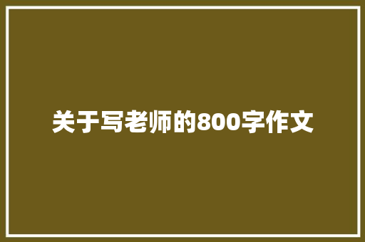 关于写老师的800字作文