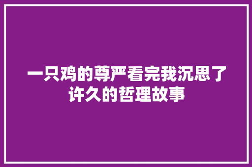 一只鸡的尊严看完我沉思了许久的哲理故事