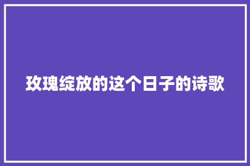 玫瑰绽放的这个日子的诗歌