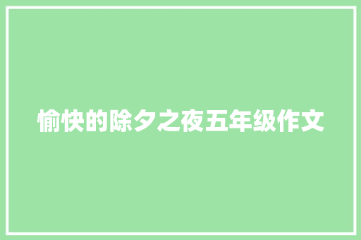 愉快的除夕之夜五年级作文