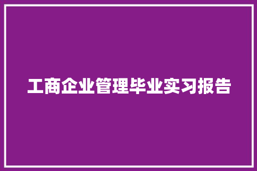 工商企业管理毕业实习报告