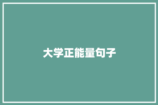 大学正能量句子