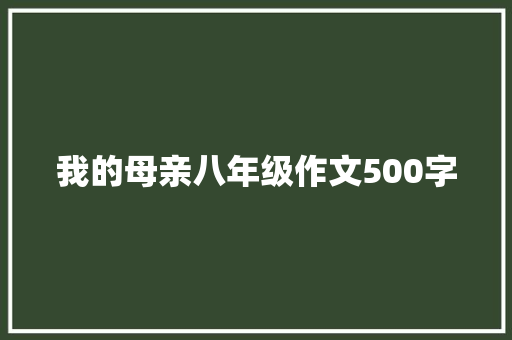 我的母亲八年级作文500字