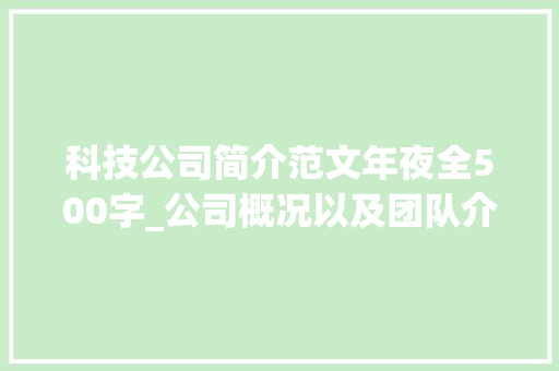 科技公司简介范文年夜全500字_公司概况以及团队介绍