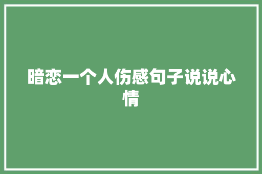 暗恋一个人伤感句子说说心情