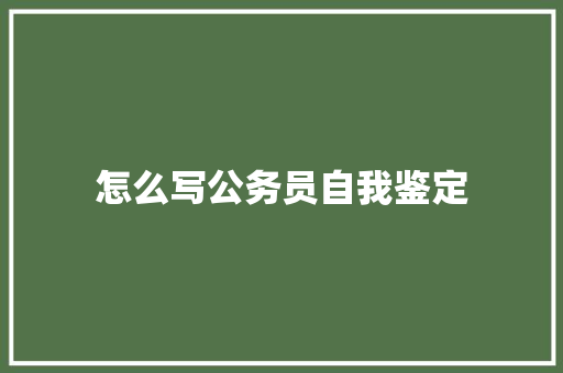 怎么写公务员自我鉴定