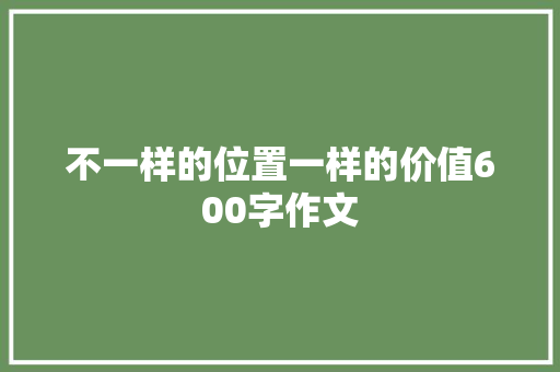 不一样的位置一样的价值600字作文