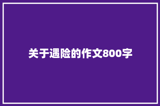 关于遇险的作文800字