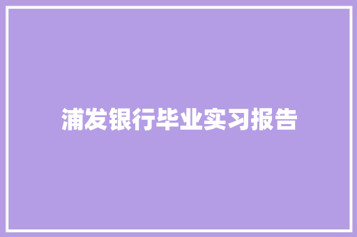 浦发银行毕业实习报告