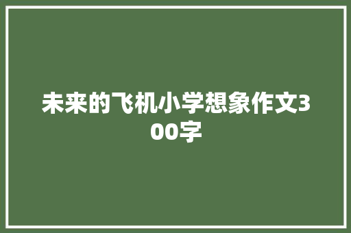 未来的飞机小学想象作文300字