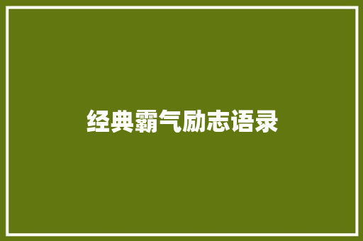 经典霸气励志语录