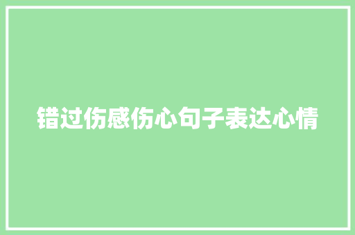 错过伤感伤心句子表达心情