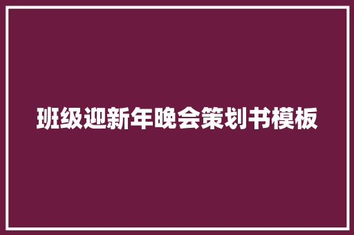 班级迎新年晚会策划书模板