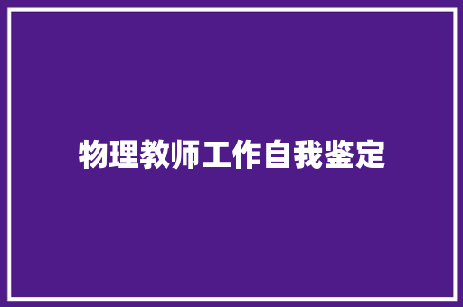 物理教师工作自我鉴定