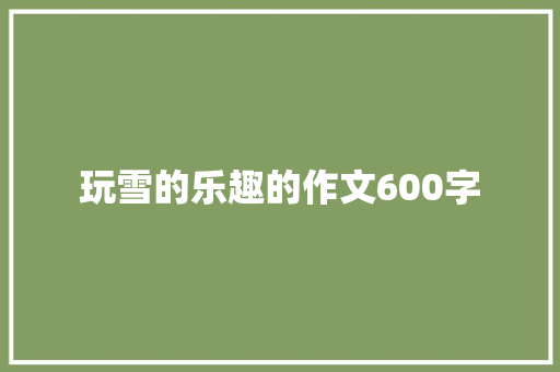 玩雪的乐趣的作文600字