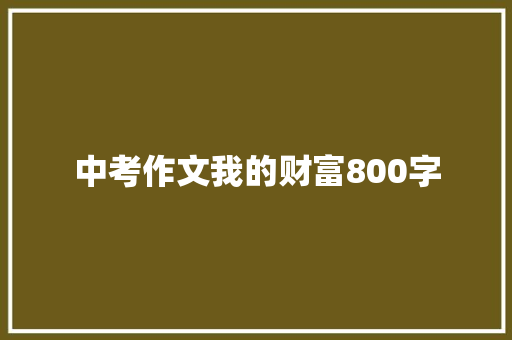 中考作文我的财富800字